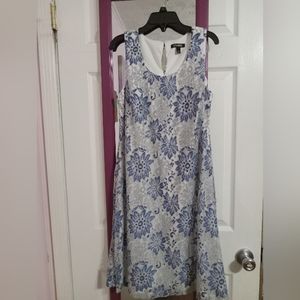 Roz & Ali, Lace, Blue and White, Floral Dress